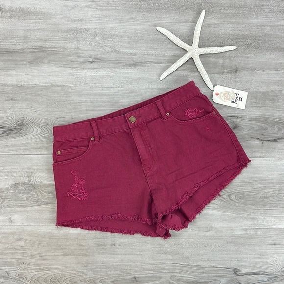 🔆BILLABONG🔆 JEAN SHORTS maroon stretch, button, comfortable popular - Picture 3 of 11